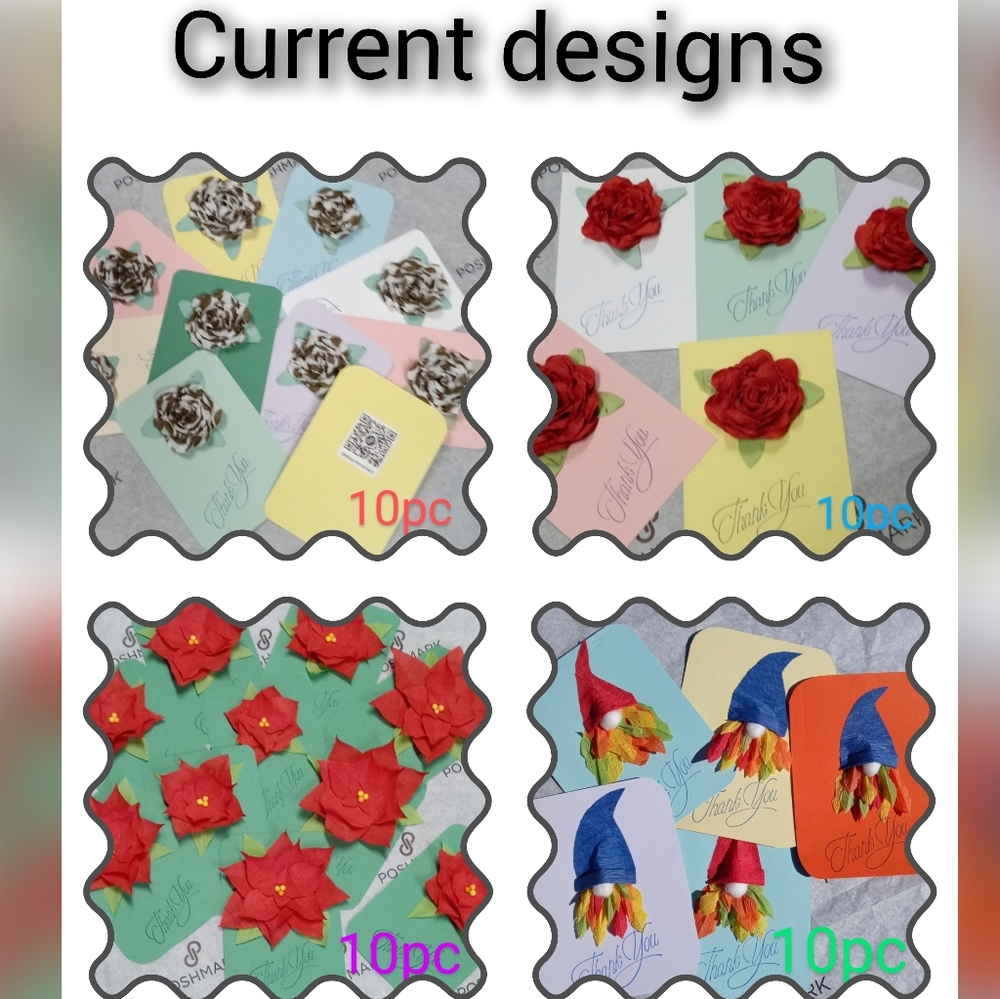 Handcrafted Poinsettia Thank You Cards 10 Cards 10 Closet QR Stickers - Picture 4 of 4